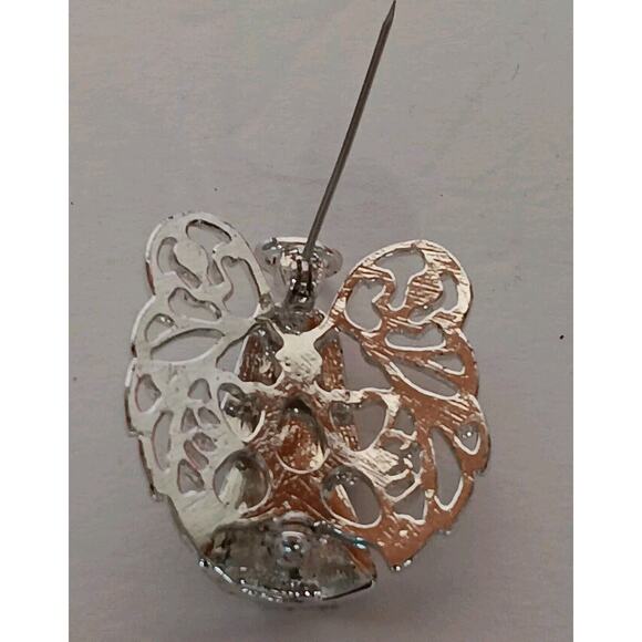 Vintage Monet Angel Brooch Rhinestone Silver Tone Pin - Picture 7 of 11